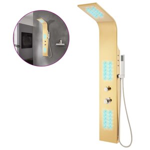 vidaXL Système de panneau de douche acier inoxydable doré incurvé