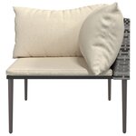 vidaXL Canapé d'angle de jardin avec coussins gris résine tressée
