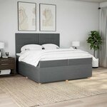 vidaXL Sommier à lattes de lit avec matelas Gris foncé 200x200cm Tissu