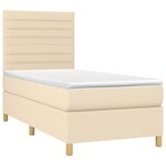 vidaXL Sommier à lattes de lit avec matelas Crème 90x200 cm Tissu