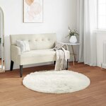 vidaXL Tapis en fausse Tafalla Blanc Ø 120 cm Polyester