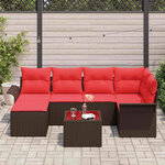 vidaXL Ensemble de canapé de jardin 7 Pièces Marron polyrotin