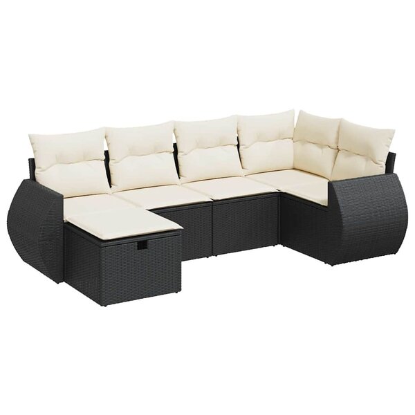 vidaXL Salon de jardin 6 Pièces avec coussins noir résine tressée