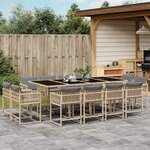 vidaXL Ensemble à manger de jardin coussins 13 Pièces mélange beige rotin