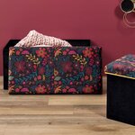 Banc coffre noir pliable couvercle à motifs