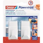 Pack 2 Crochets Powerstrips LARGE Rectangle 2Kg Blanc x 6 TESA