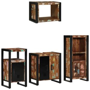 vidaXL Ensemble de mobilier de salle de bain 4 Pièces Bois Recyclé Solide