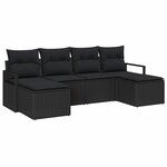 vidaXL Ensemble de Canapés avec coussin 6 Pièces Noir polyrotin