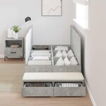 vidaXL Cadre de lit avec rangement Gris béton 100 cm Bois d'ingénierie
