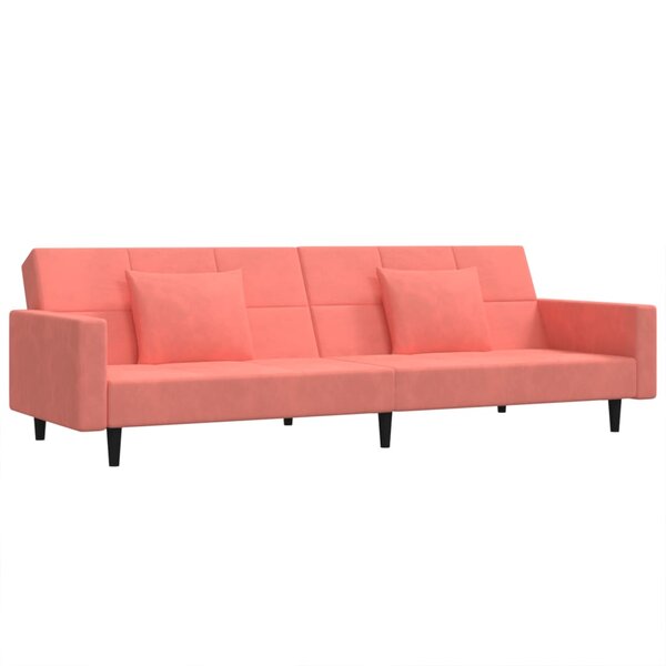 vidaXL Canapé-lit à 2 places avec deux oreillers Rose Velours