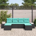 vidaXL Ensemble de canapé de jardin avec coussin Noir Poly rotin