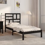 vidaXL Cadre de lit Noir Bois massif 100x200 cm