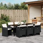 vidaXL Ensemble de salle à manger de jardin 9 pièces avec coussins noir en rattan synthétique
