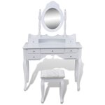 vidaXL Coiffeuse avec miroir et tabouret 7 tiroirs Blanc