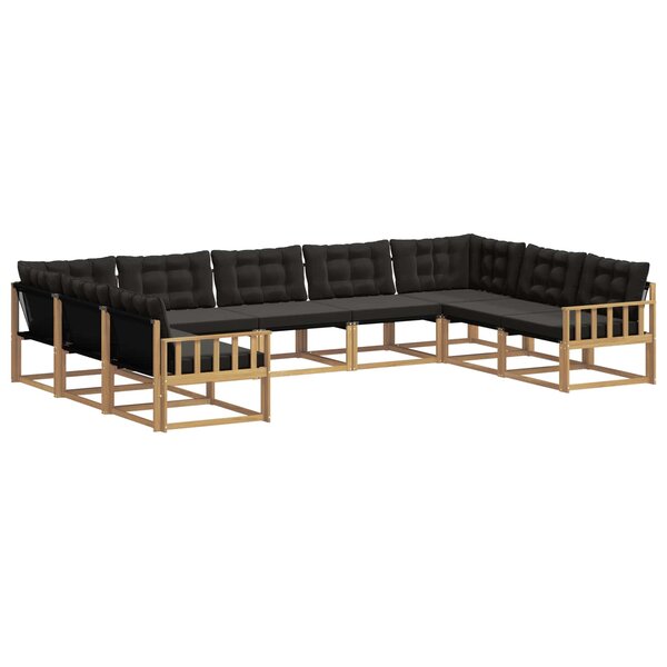 vidaXL Ensemble de canapés d'extérieur 9 pc Blanc et noir