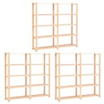 vidaXL Étagères de rangement à 5 niveaux 3Pièces 170x38x170 cm Pin 500 kg