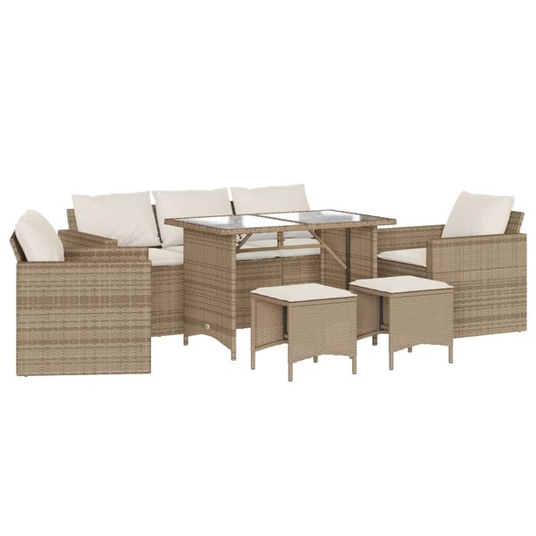 vidaXL Salon de jardin avec coussins 6 Pièces beige résine tressée