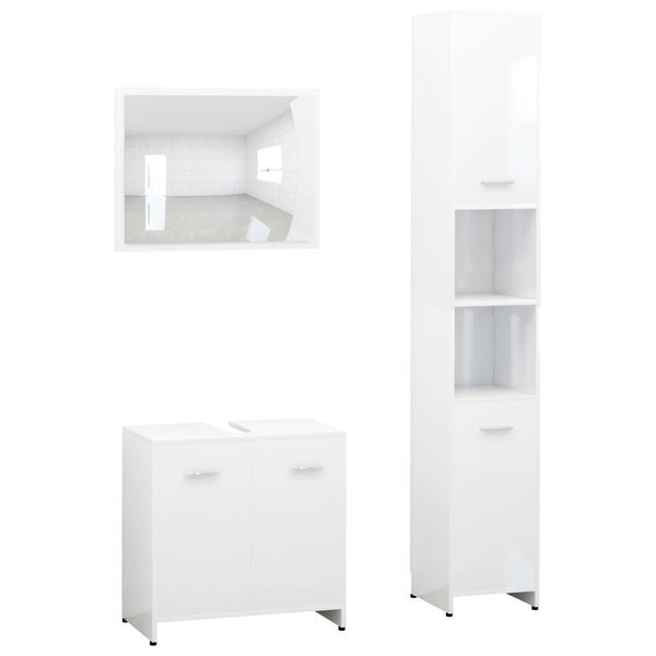 vidaXL Ensemble de meubles de bain 3 Pièces Blanc Bois d'ingénierie