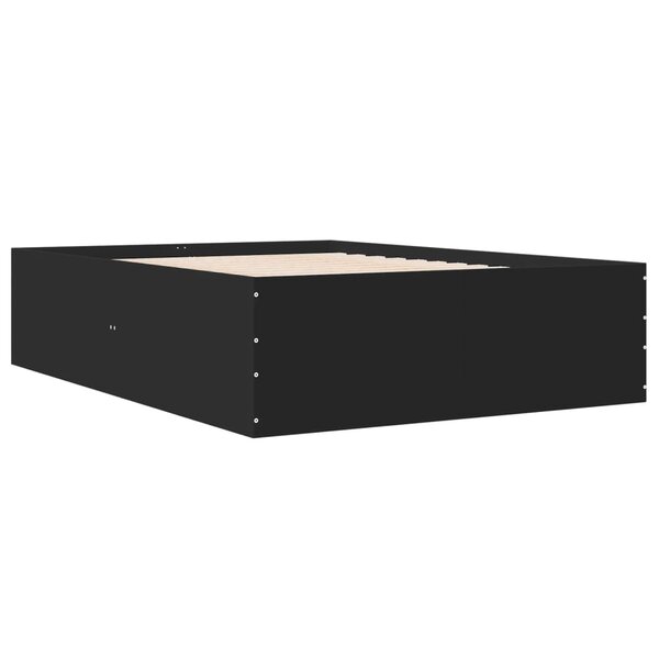 vidaXL Cadre de lit noir 135x190 cm bois d'ingénierie