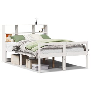 vidaXL Lit bibliothèque sans matelas blanc 120x200 cm bois pin massif