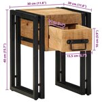 Table d'appoint vidaXL avec tiroir Noir 30x30x40 cm Bois de manguier massif