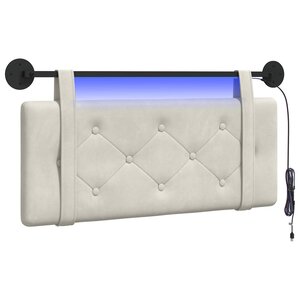 vidaXL Tête de lit suspendue Avec lumière LED Crème Velours