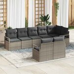 vidaXL Ensemble de canapé de jardin avec coussin 8 Pièces Gris