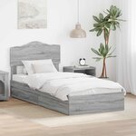 vidaXL Lit de Rangement Gris Sonoma 100 x 200 cm Bois d'ingénierie