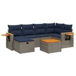 vidaXL Salon de jardin 7 Pièces avec coussins gris résine tressée