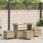 vidaXL Ensemble de salle à manger pour jardin 4 Pièces Beige Poly rotin
