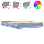 vidaXL Cadre de lit avec LED sans matelas sonoma gris 140x200 cm