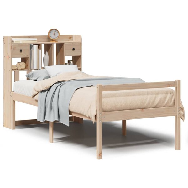 vidaXL Lit bibliothèque sans matelas 90x190 cm bois de pin massif