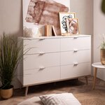 Commode avec 6 tiroirs en bois blanc 86 5x120x40cm