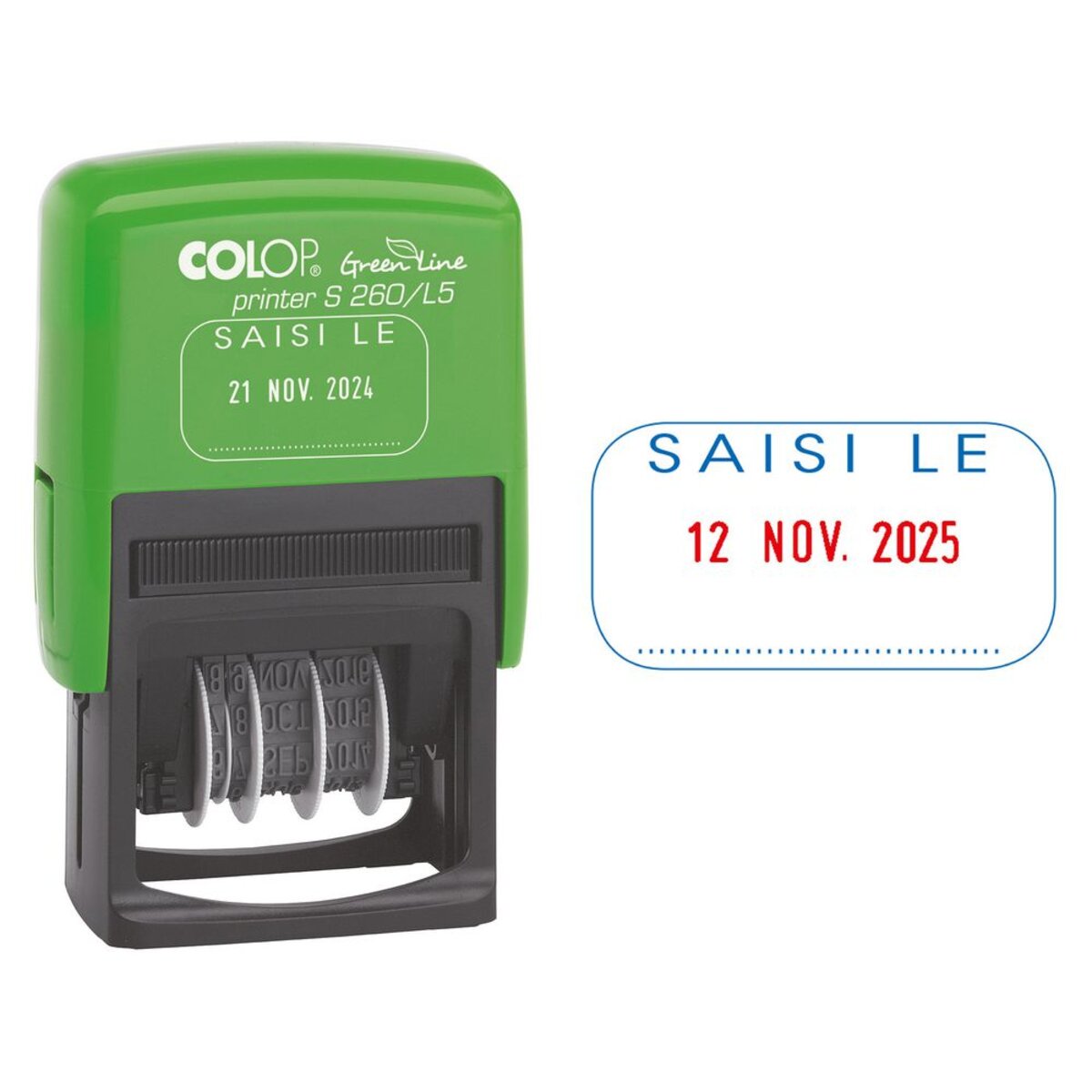 Tampon Dateur Auto-encreur Printer S 220 - Date En Français - Encre Noire - Écologique (63% Plastique Recyclé)
