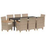 vidaXL Ensemble de salle à manger pour jardin 9 Pièces Beige polyrotin