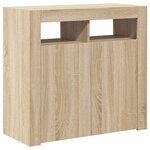 vidaXL Buffet avec lumières LED chêne sonoma 80x35x75 cm