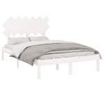 vidaXL Cadre de lit sans matelas blanc 135x190 cm bois massif