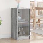 vidaXL Armoire latérale avec portes en verre sonoma gris 35x37x75 5 cm