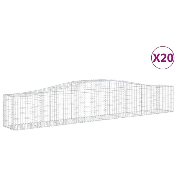 vidaXL Paniers à gabions arqués 20 Pièces 400x50x60/80 cm Fer galvanisé