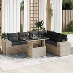 vidaXL Salon de jardin avec coussins 7 Pièces gris clair résine tressée