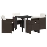 vidaXL Ensemble de salle à manger de jardin 5 pièces avec coussins marron en poly rattan