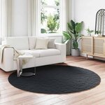 vidaXL Tapis en Fourrure Synthétique de Lapin Olite Noir Ø 200 cm