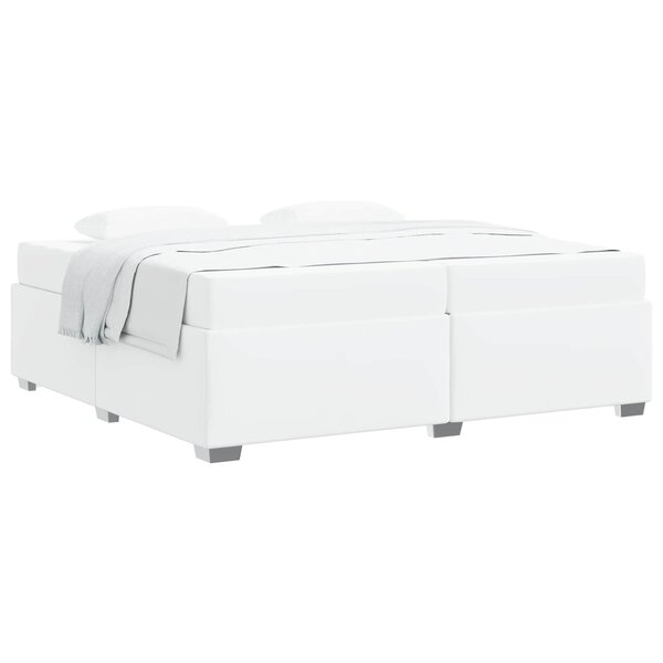 vidaXL Cadre de lit avec matelas Blanc 200 x 200 cm tissu