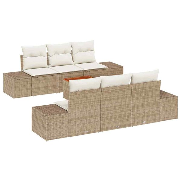 vidaXL Ensemble de canapé de jardin 7 Pièces Beige  blanc