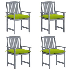 vidaXL Chaises de jardin et coussins lot de 4 Gris Bois acacia massif