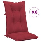 vidaXL Coussins de chaise de jardin à dossier haut lot de 6 bordeaux