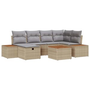 vidaXL Ensemble de canapé de jardin 7 Pièces Beige 55 x 62 x 69 cm