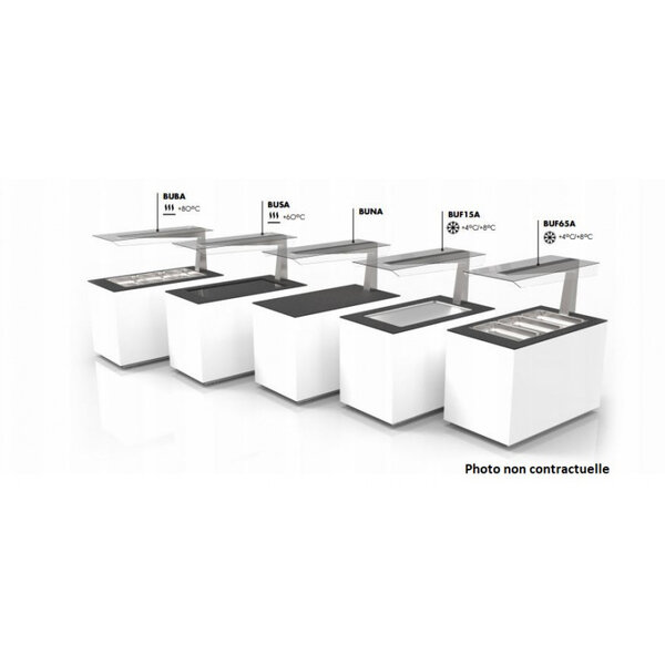 Buffet réfrigéré plaque froide avec bacs protection anti-postillons - 1300x700 mm - sayl -  - pierre hpl 1300x700mm