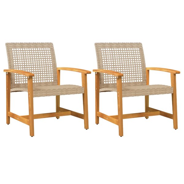 vidaXL Chaises de jardin lot de 2 beige résine tressée bois d’acacia