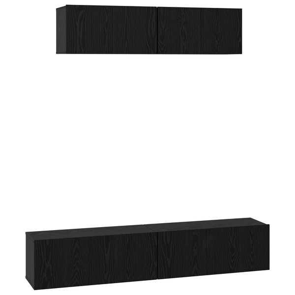 vidaXL Meuble TV mural Autre 4 Pièces Chêne noir Petite 80 x 30 x 30.5 cm